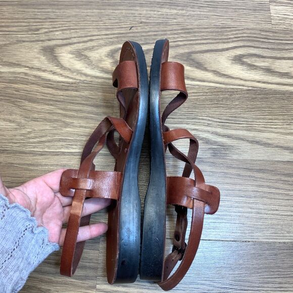 Biblical Jerusalem Size 40 8.5 - 9 Women Brown Leather Strap Buckle Handmade - Picture 3 of 10